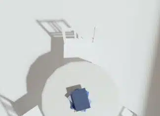 an overhead view of a table and chairs