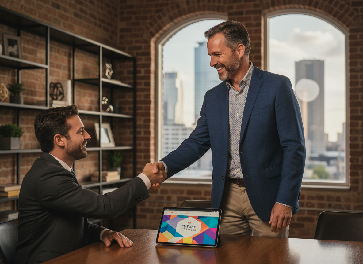 Client souriant serrant la main d