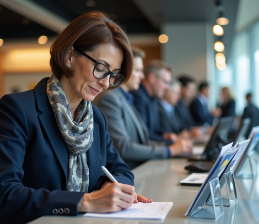 Envoyer de l’argent : quel mandat choisir pour une transaction sécurisée ? Femme d'âge moyen remplissant un formulaire de mandat postal