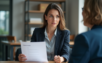 Frais de dossier : comment les expliquer clairement et simplement en français Jeune femme d'affaires expliquant frais de dossier