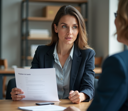 Frais de dossier : comment les expliquer clairement et simplement en français Jeune femme d'affaires expliquant frais de dossier