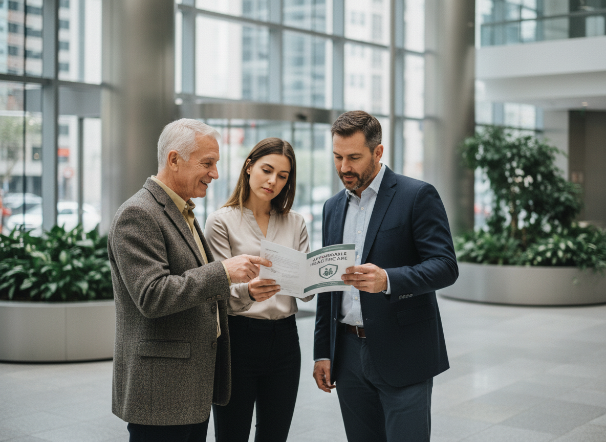Groupe de trois personnes discutant d