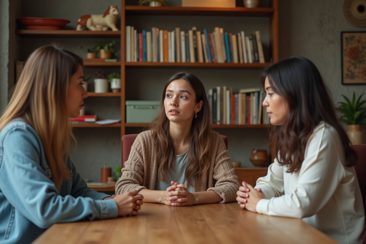 Trois femmes discutant autour d