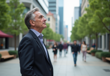 Les inconvénients de la communauté universelle : ce qu’il faut savoir Homme d'âge moyen dans une ville moderne en réflexion