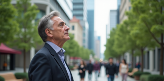 Les inconvénients de la communauté universelle : ce qu’il faut savoir Homme d'âge moyen dans une ville moderne en réflexion