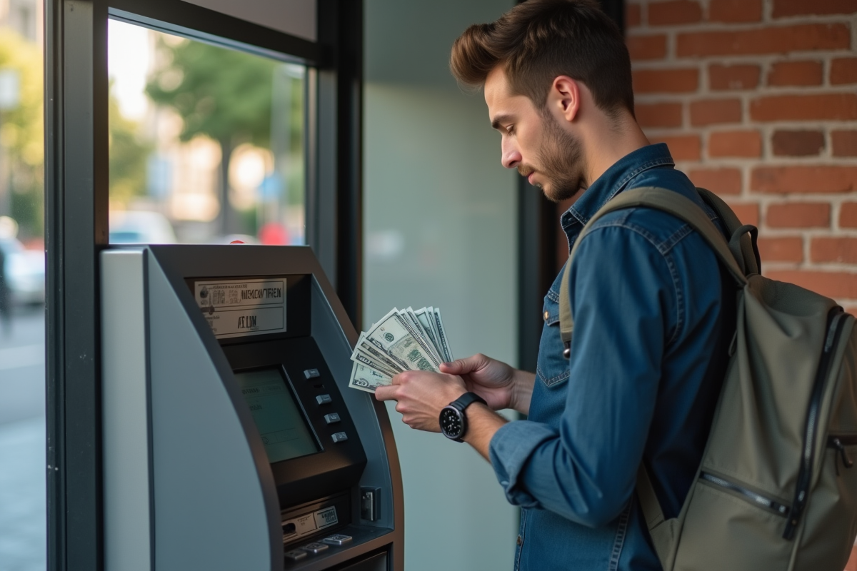 Jeune homme déposant de l