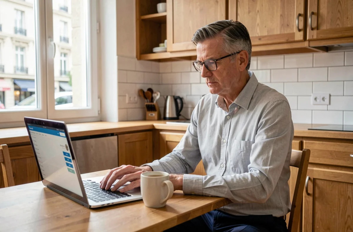 Particulier consultant son compte d'épargne salariale en ligne depuis son domicile en France