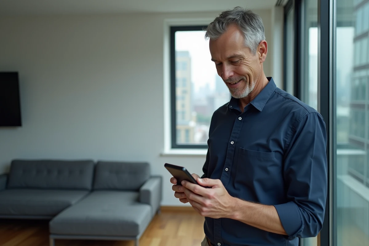 Homme consultant son espace client d'assurance Matmut sur smartphone pour lancer une résiliation